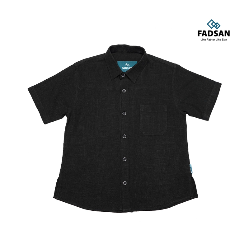 Product image FADSAN - Kemeja Katun Lengan Pendek Ayah Anak Warna Black - Ryu Series SIZE ANAK XS RYU BLACK