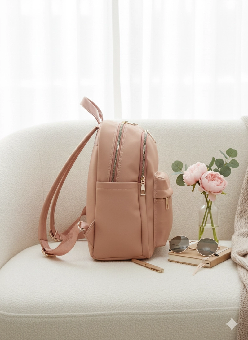 Product image CBL - Ransel NADINE - Tas Ransel Backpack Wanita NADINE Simple Elegant Bahan Nilon Premium Waterproof Ant Small Coklat Tua