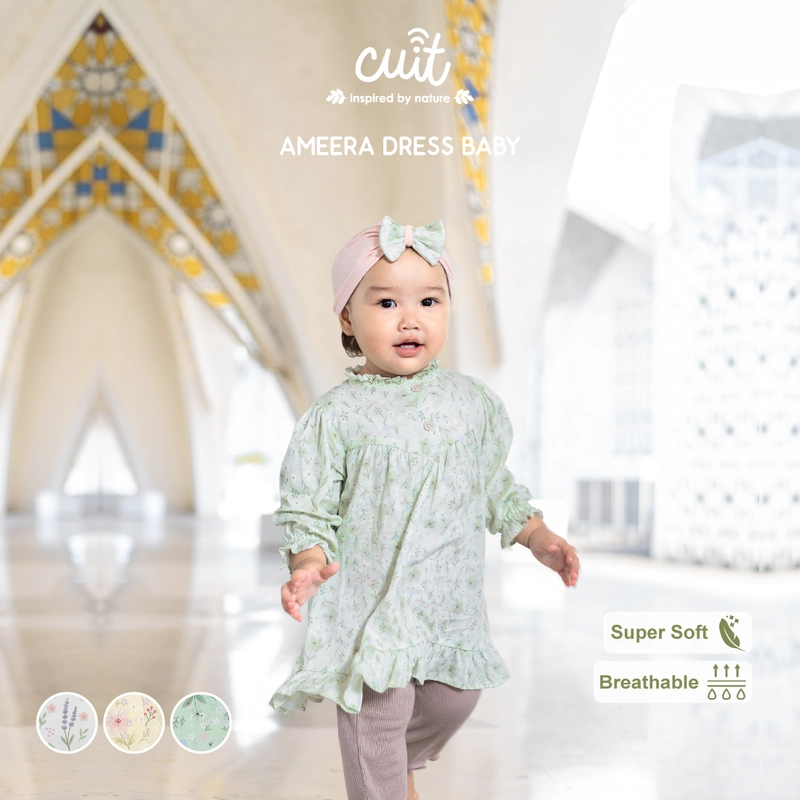 Product image Kintakun Baby - [RAYA SERIES] Cuit Ameera Baju Bayi Perempuan Dress Viscose Twill 3 Bulan - 2 Tahun S (3-6 Bulan) Sage Bloom