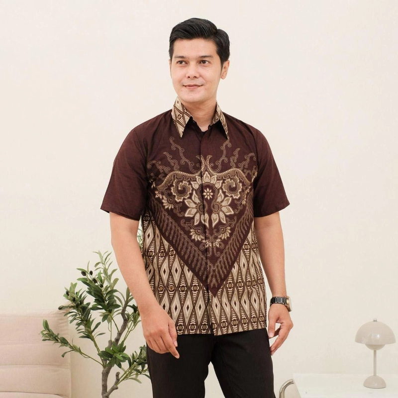 Product image Kois Batik - Terbaru kemeja batik pria hem kondangan ok motif adpati mahogany M Hem