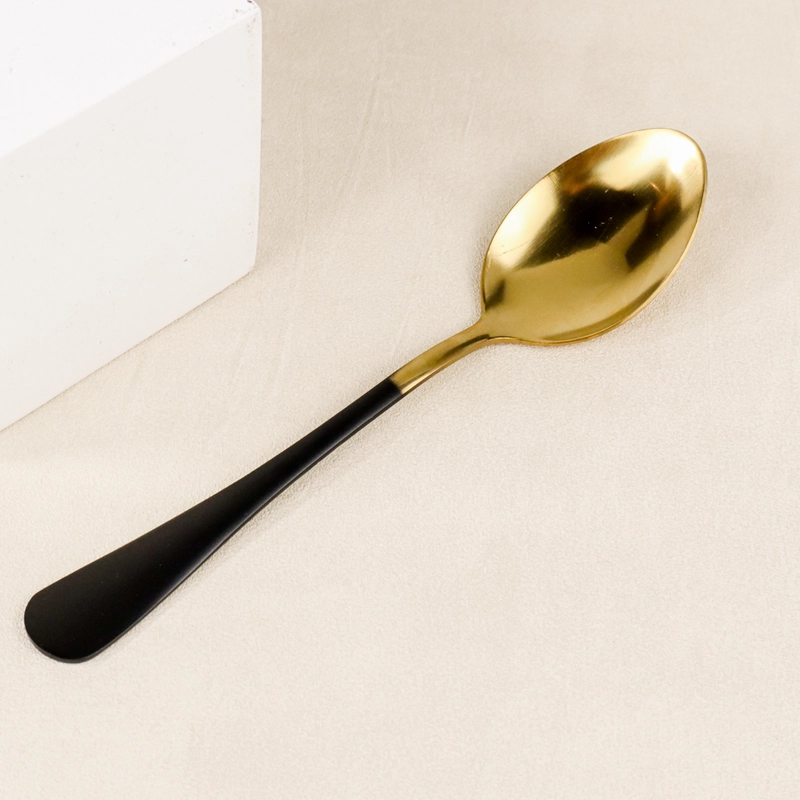 Product image RUMAH RAYA - (PO) Set Perlengkapan Makan Western Cutlery Sendok Garpu Sendok Teh 3 Pcs - F1 1 Set 3 Pcs Black Gold