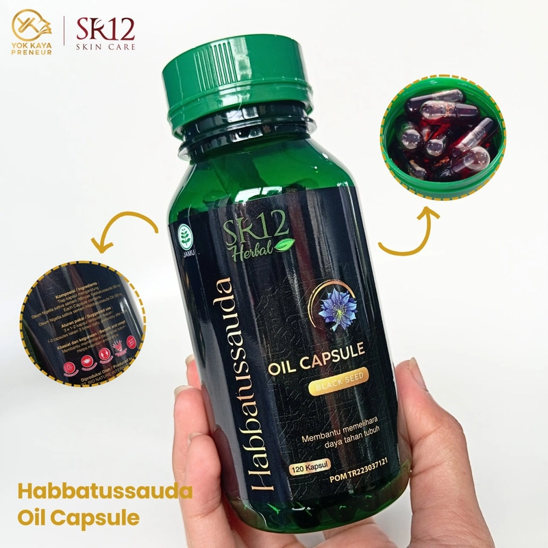 Product image SR12 Habbatussauda Mengatasi Kolesterol Diabetes Hipertensi Dan Meningkatkan Daya Tahan Tubuh 120 Kapsul Habbatussauda