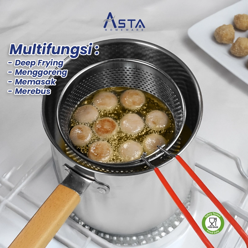 Product image Asta Homeware Official - Asta Panci Deep Fryer Stainless Steel Multi Fungsi Serbaguna 3 in 1 Tebal Food Grade Anti Karat Size 17 cm