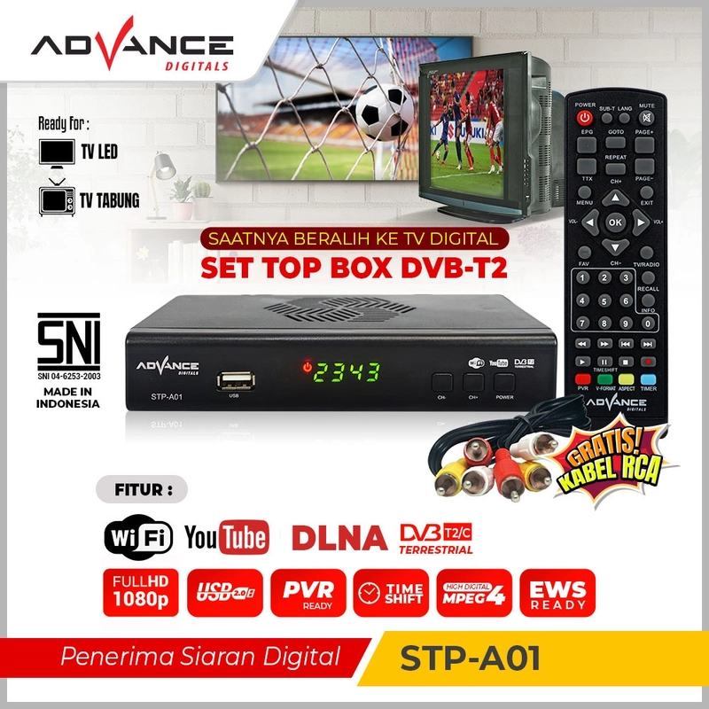 Product image TWINS STATIONERY - Stb Advance STP-A01 Set Top Box DVB-T2 Advance STP-A01 Stb only