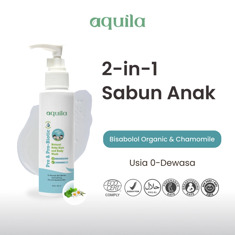 Product image Aquila Pre & Pro Biotic Hair and Body Wash/Sangat Cocok Untuk Kulit Sensitif/Sabun Pembersih Bayi 100ml all skin type