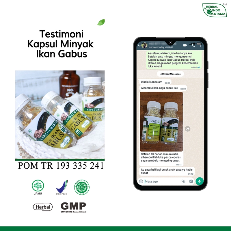 Product image Herbal Indo Utama - Kapsul Minyak Ikan Gabus Albumin Alami Mempercepat Sembuhkan Luka isi 100 Kaps 1 Botol 100 Kapsul Kapsul MInyak