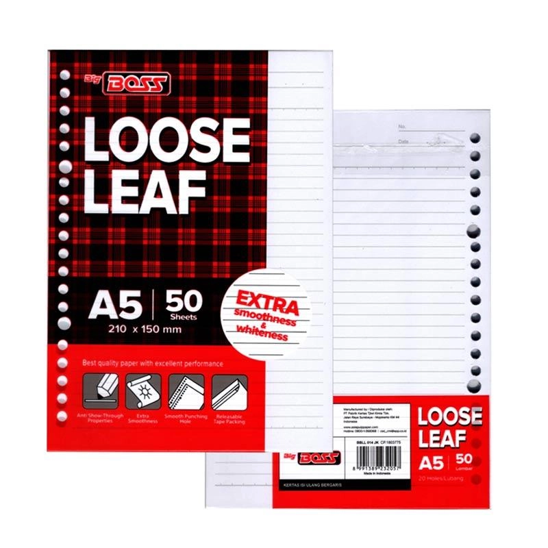 Product image Bintang Terang ATK - Kertas Loose Leaf Big Boss A5 (isi 100 lembar/isi 50 lembar) A5 isi 50 Putih