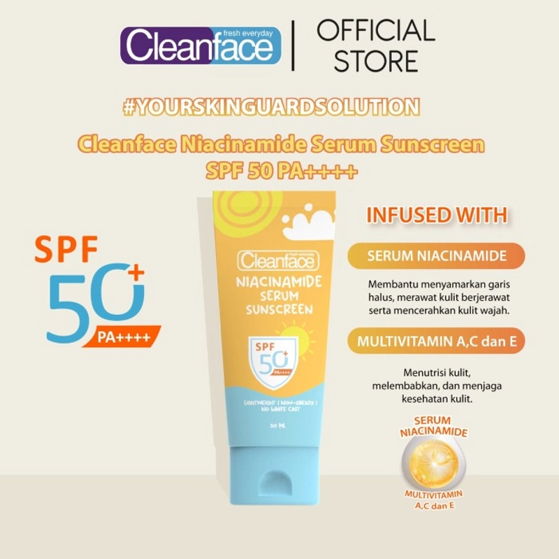 Product image Purbasari - CLEANFACE NIACINAMIDE SERUM SUNSCREEN SPF 50 PA++++ 30ML SPF 50 PA++++