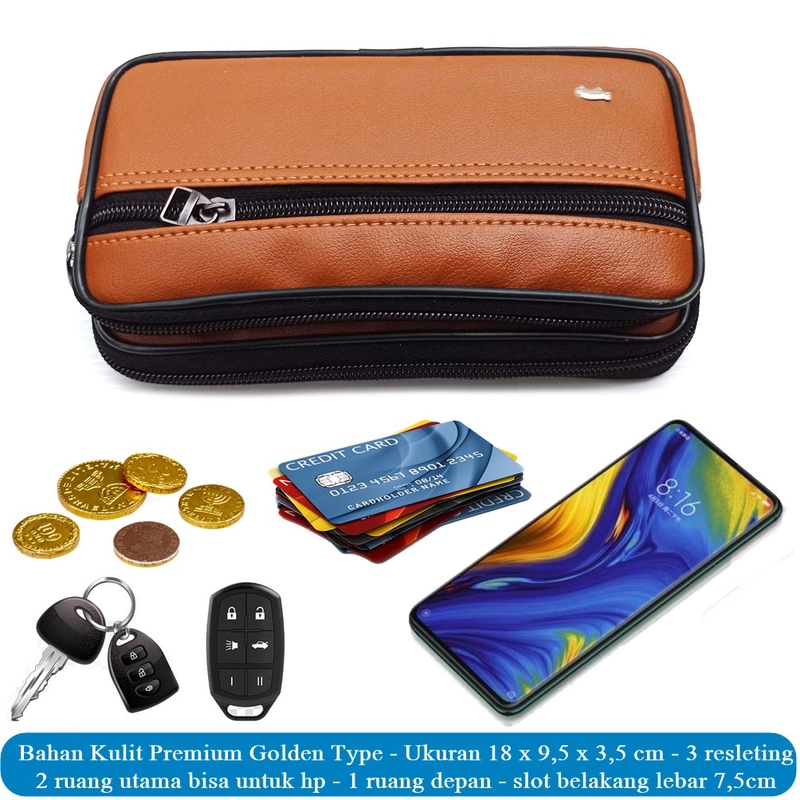 Product image Lanc Fashion - Dompet Sleep 3Ruang Leather Hp Pinggang Pria Lacro Big Size New Warna Cokelat