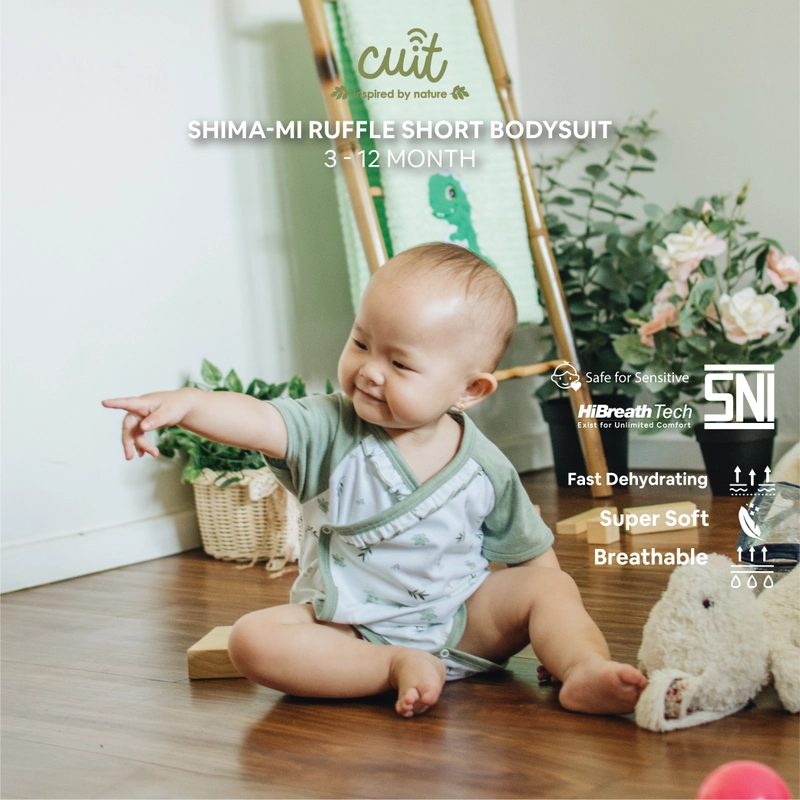 Product image CUIT Ruffle Kimono Bodysuit Bayi Tangan Pendek Anak Perempuan Shimami M (6-12 Bulan) Green