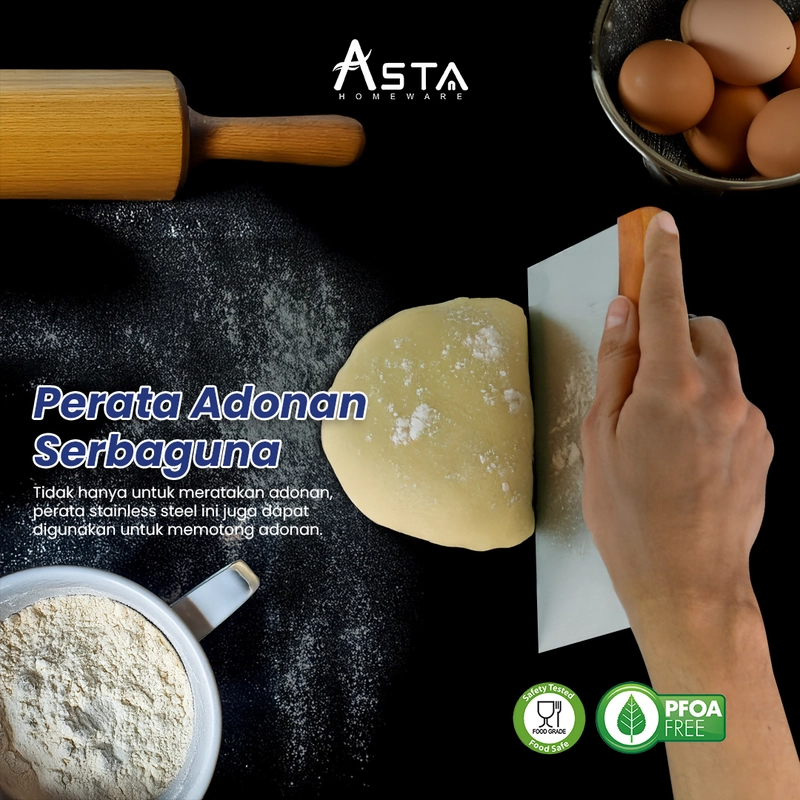 Product image Asta Scraper Pemotong Adonan Cutter Spatula Stainless Asta Serbaguna Lebar 20 cm Size 20 cm