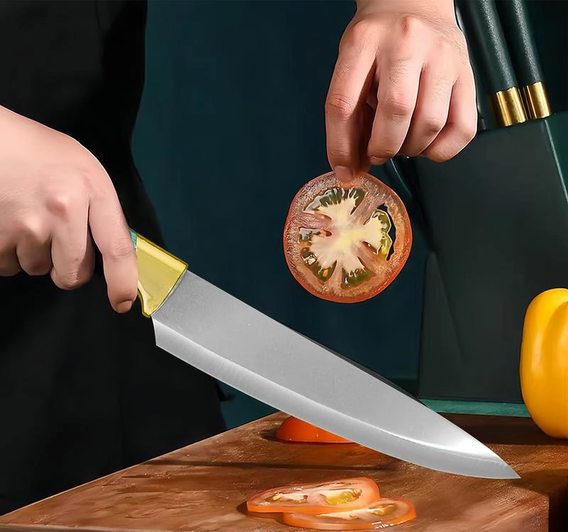 Product image Kitchen Knife Set Bambu 6 Pcs Pisau Dapur Set Isi 6 Pcs Stainless Steal Corak Bambu Pisau Set Bentuk Bambu