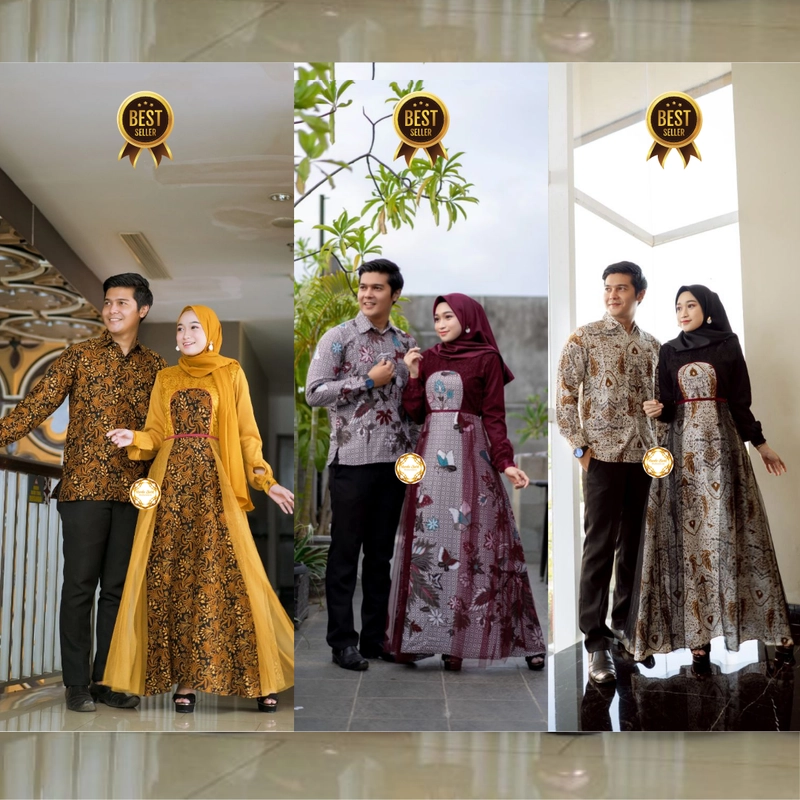 Product image Gamis Batik Tiara Couple Gamis Kondangan Dress Brukat Muslim - Tiga Varian Warna Kemeja Saja Size M Mustard