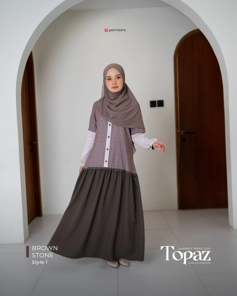 Product image Yasmeera Official - Sarimbit 2025 Topaz Series Warna Brown Stone L GAMIS IBU STYLE 1
