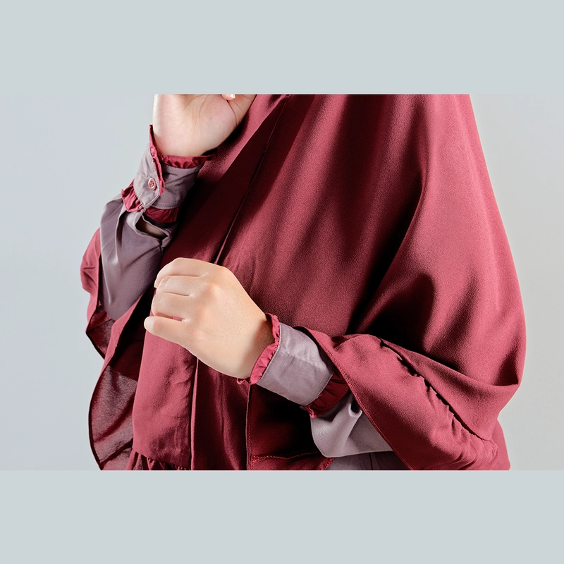 Product image MOSCOU - Baju Busana Dress Gamis Wanita Set Khimar Hijab Muslim Muslimah Syari Syar'I Remaja Ibu Busui Dewasa Simple Simpel Elegan Casual Lebaran Terbaru Kekinian Katun Toyobo Premium Adem Lembut Deep Mauve Merah Maroon Motif M Mauve Maroon