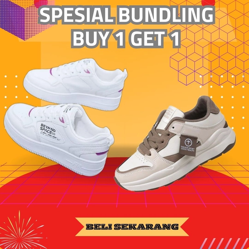 Product image Koekita - Paket Bundlin Buy 1 Get 1 Sepatu Kets Sneakers Wanita Beyound Space & GM-218 41 PUTIH & COKLAT