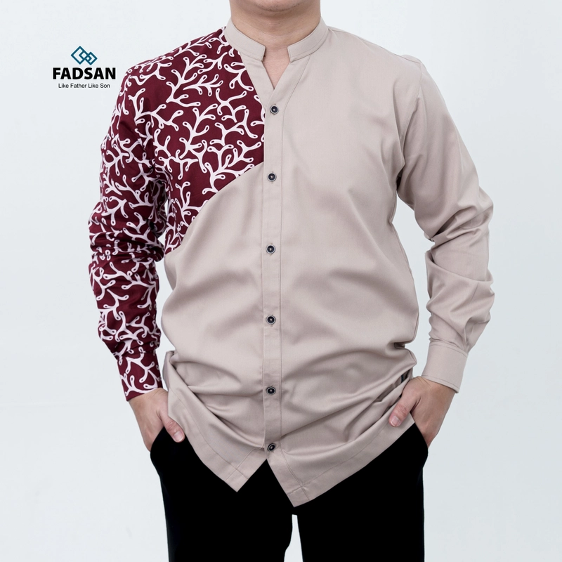 Product image FADSAN - Koko Couple Ayah dan Anak Motif Batik Lengan Panjang Warna Khaki - Anantara Series SIZE ANAK XS ANANTARA KHAKI