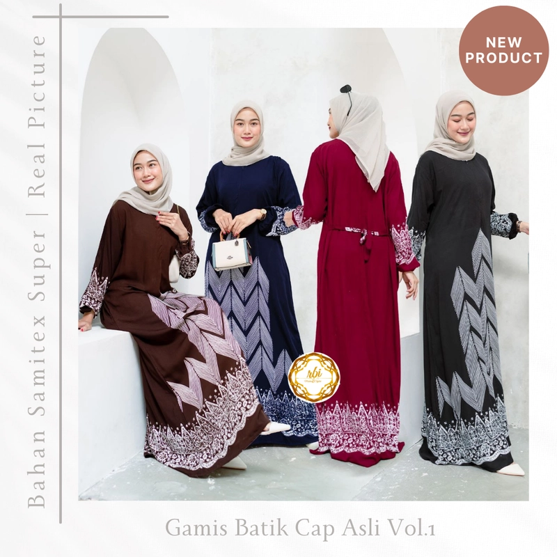 Product image Rambe Batik Indonesia - Batik Gamis Cap Asli Vol 1 Bahan Samitex Super ALLSIZE A