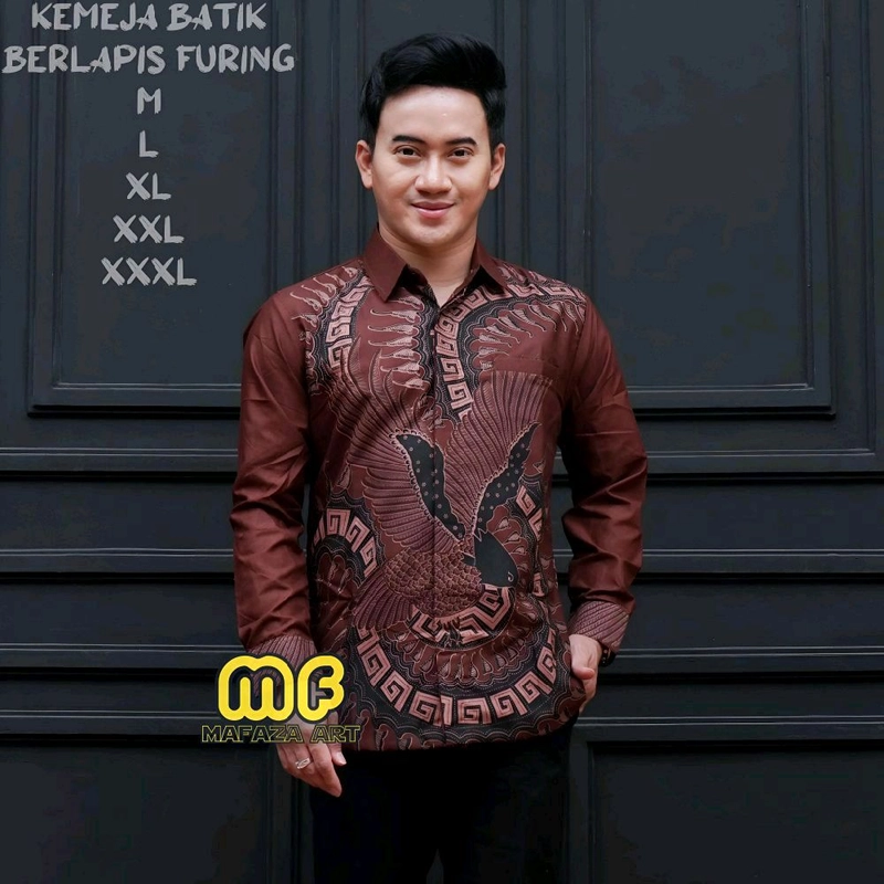 Product image Batik Mafaza - Kemeja Batik Baju Pria Berlapis Furing Warna Terbaru Sangat Nyaman Dipakai Motif mahogany M Kemeja mahogany