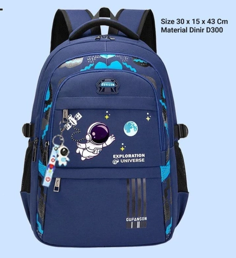 Product image Alcaff - Tas Ransel Sekolah Anak Laki -Laki SD / SMP Astronot Exploration 30X15X43 Hitam Polos