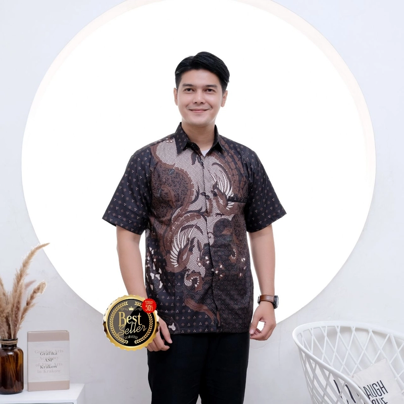 Product image Ks muslim fashion - Batik pria couplen kemeja dan hem terbaru motif lemah M Hem lemah