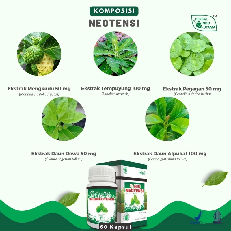 Product image Herbal Indo Utama - HIUNEOTENSI Obat Herbal Hipertensi Turunkan Tekanan Darah Tinggi 60 Kapsul 60 kapsul Kapsul serbuk