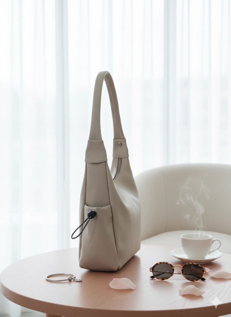 Product image TIARA Shoulderbag - Tas Bahu Totte Shoulderbag Wanita Simple Kasual Bahan Nilon Anti air Waterproof Small-Medium Cream
