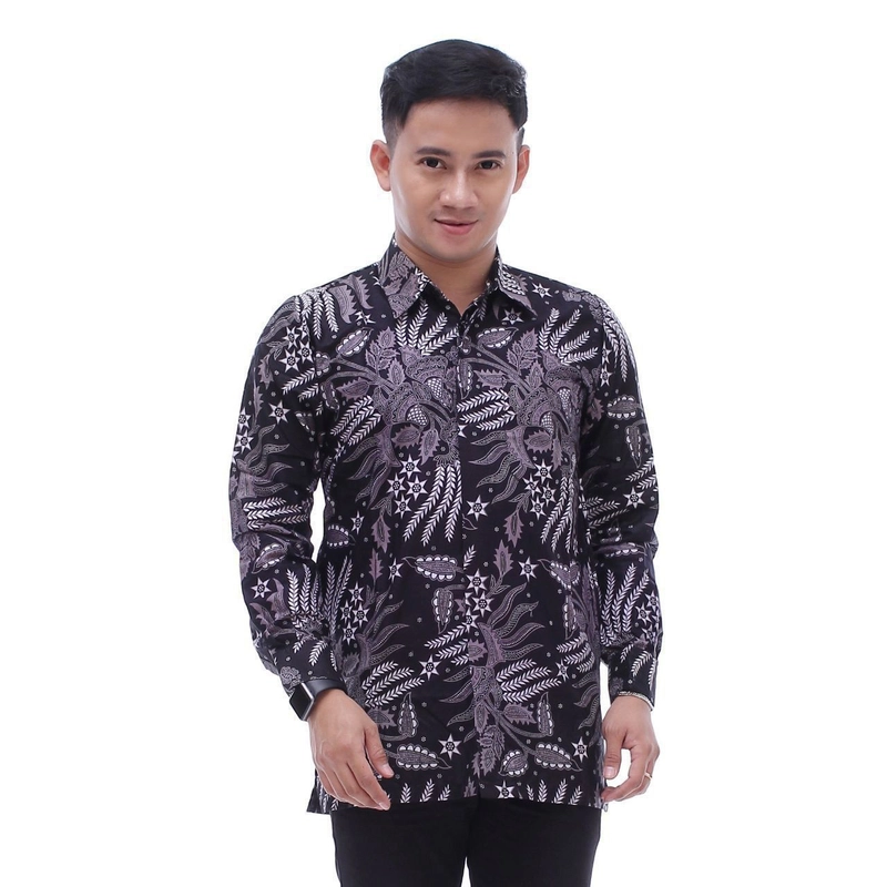 Product image Kois Batik - Kemeja batik pria dewasa hitam kombinasi putih M Hitamkombinasiputih