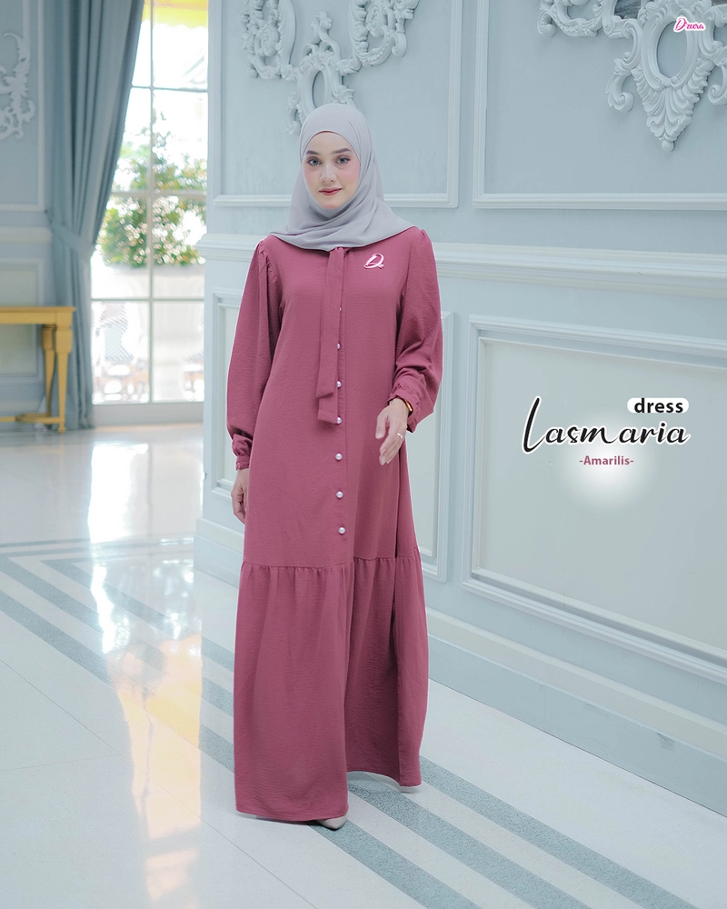 Product image Dzeera - LASMARIA DRESS / gamis polos crincle airflow S AMARILIS