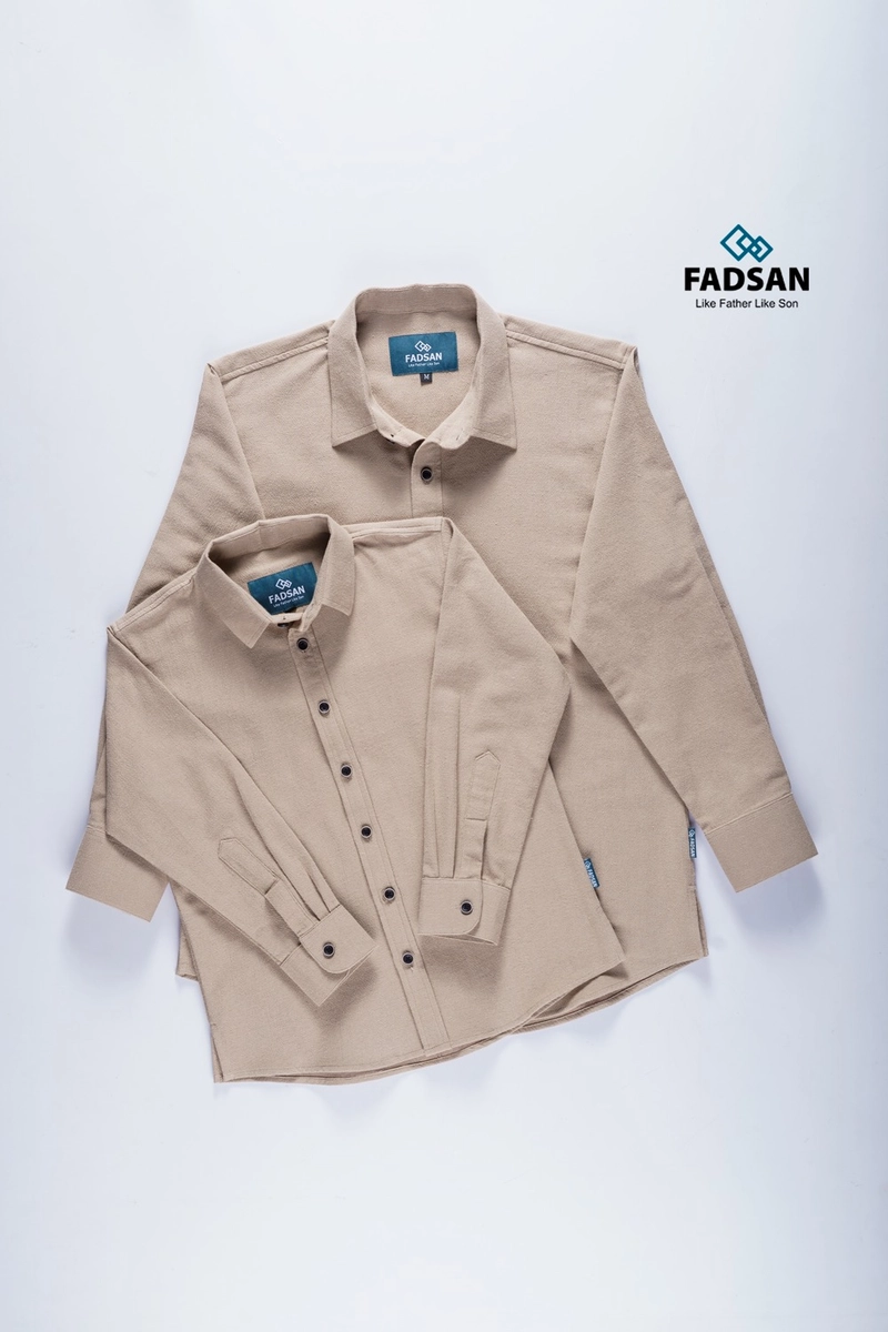 Product image FADSAN - Koko Katun Organik Lengan Panjang Ayah & Anak Warna Sand Stone - Grit Series SIZE ANAK XS GRIT SAND STONE