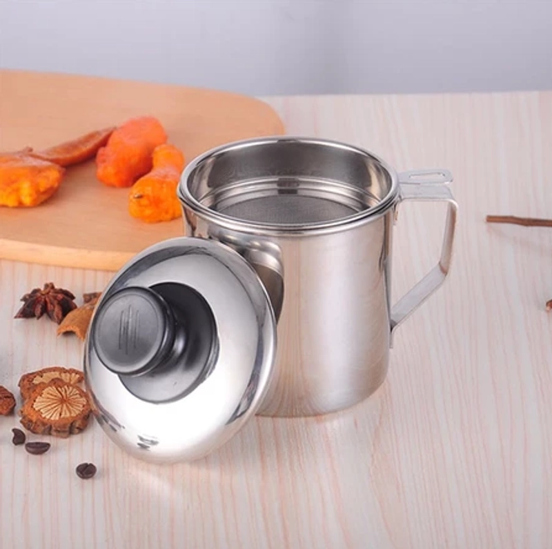 Product image UNIQSO STORE - OIL POT STAINLES Saringan Minyak Goreng Saringan untuk Minyak Goreng 1 LITER ABU-ABU