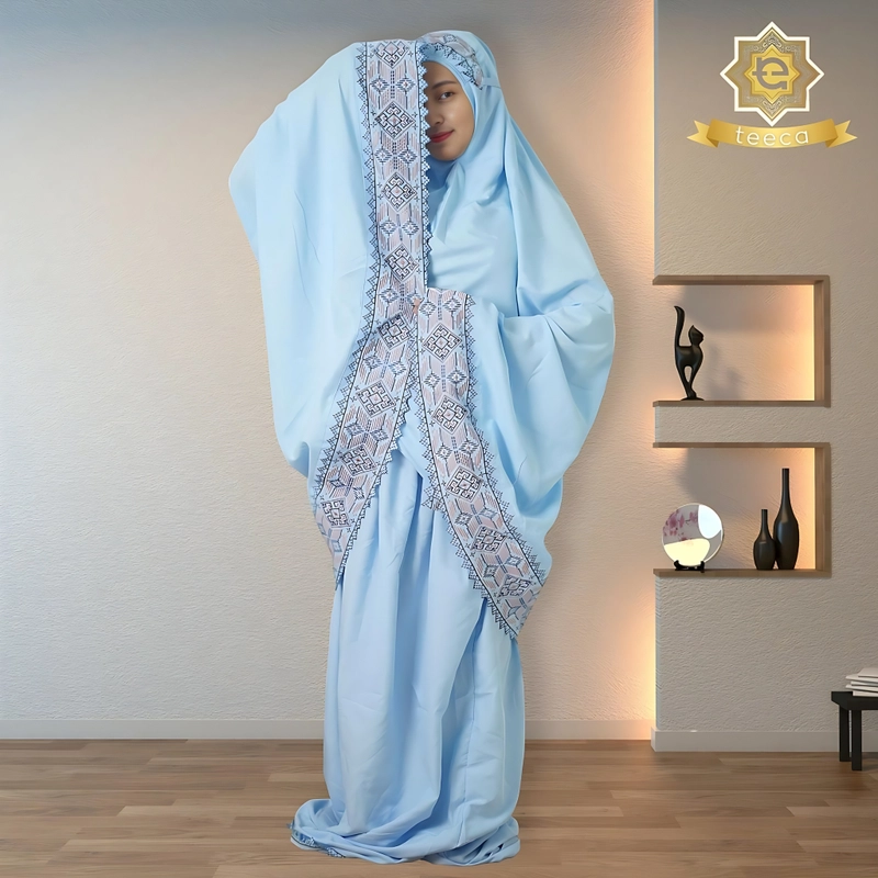 Product image Teeca - Mukena Dewasa Songket Bordir Salima Jumbo Baby Blue