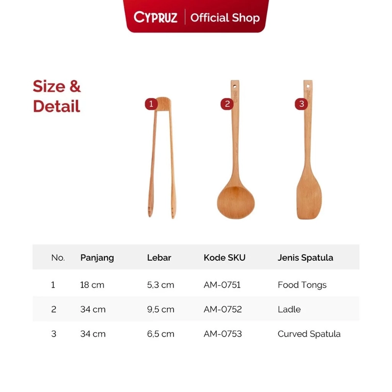 Product image Cypruz Official - Cypruz Beech Wood Lancip Spatula 34cm AM-0753 S KAYU