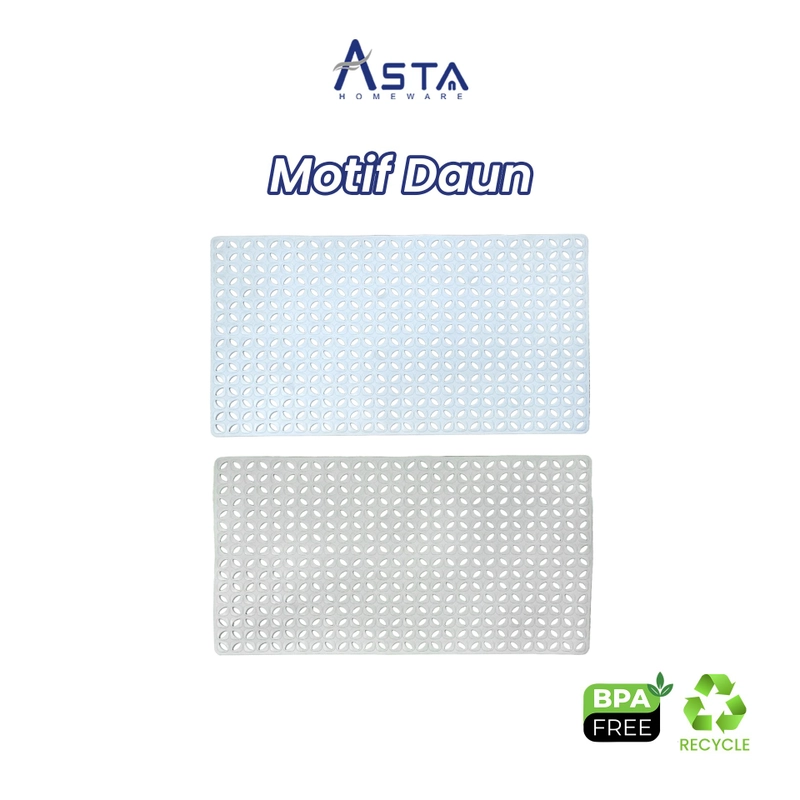 Product image Asta Homeware Official - Asta Keset Kamar Mandi Anti Slip Bath Mat Motif Daun 70x38 cm Alas Kamar Mandi Anti Licin TPE Tebal Color Abu
