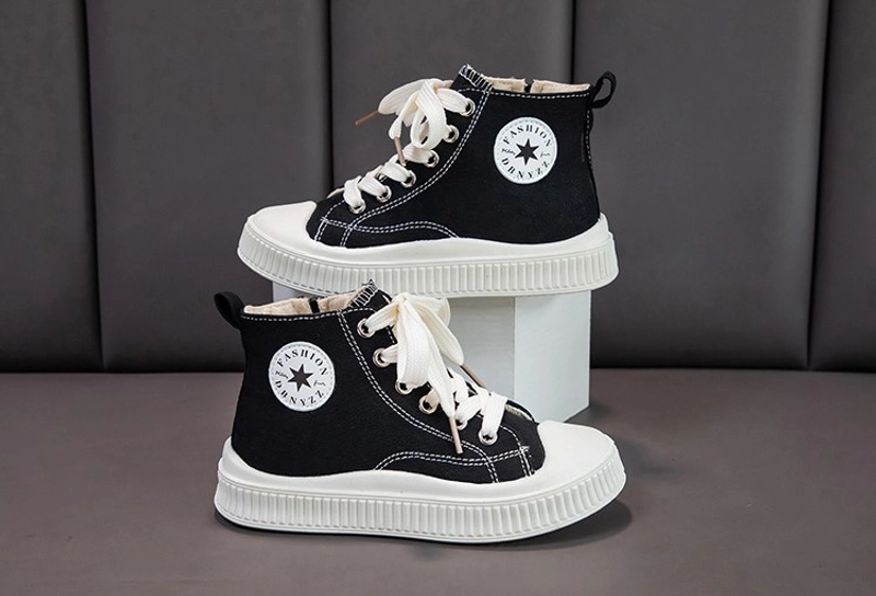 Product image Meonky Official - Sepatu Anak laki laki Perempuan Uk 26-37 Sneakers Canvas OOTD Model tinggi Q - 36 27 Hitam