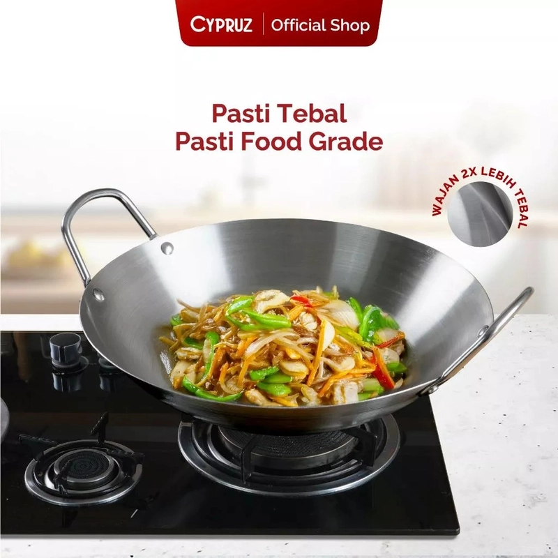 Product image Cypruz Official - Cypruz Stainless Wok Pan 32cm KI-1116 XL STAINLESS STEEL