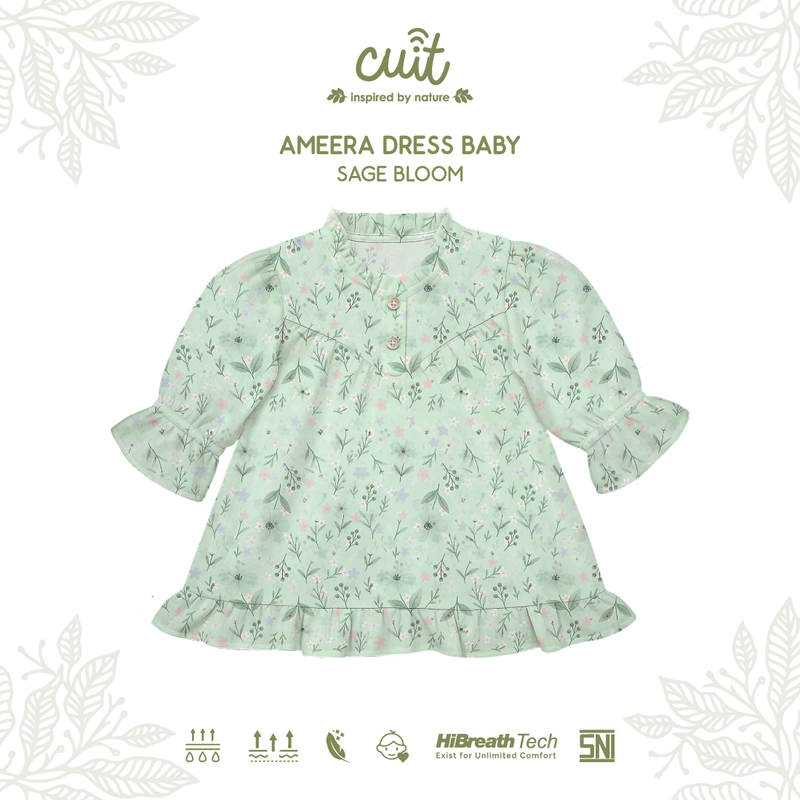 Product image Kintakun Baby - [RAYA SERIES] Cuit Ameera Baju Bayi Perempuan Dress Viscose Twill 3 Bulan - 2 Tahun S (3-6 Bulan) Sage Bloom