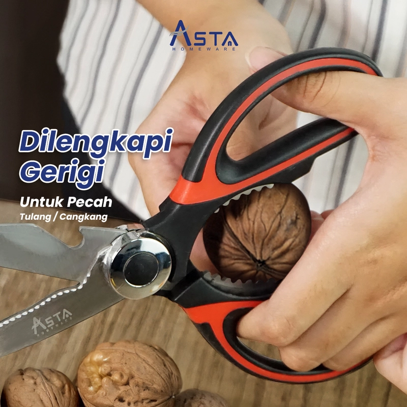 Product image Asta Homeware Official - Asta Gunting Dapur Sebaguna Multfungsi Gunting Daging Ayam Sayur Kain Kardus Kitchen Scissors Variasi Gunting Dapur 01C