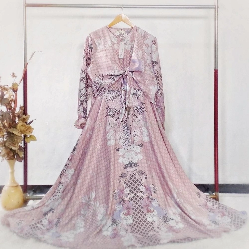 Product image Jembar - Gamis Maxmara Luxury Jumbo Reguler Maxy Dress Motif Terbaru All Size Pink