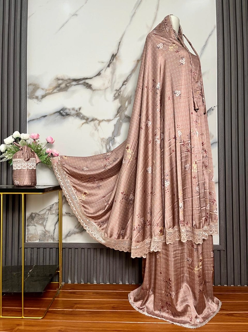 Product image SRIAYU COLLECTION - MUKENA ARMANY SILK NEW TAS TABUNG BY SRIAYU ALL SIZE COKLAT