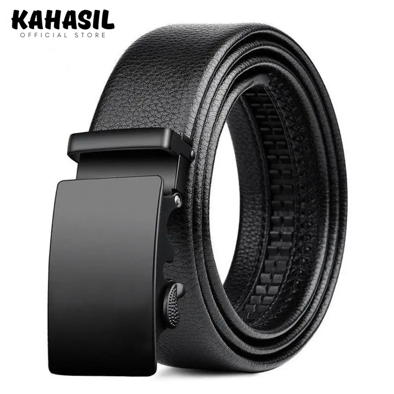 Product image KAHASIL - Ikat Pinggang Sabuk Gesper Pria Kulit Kepala Besi Model Rel Panjang 125cm KHBELT07 all variant Black