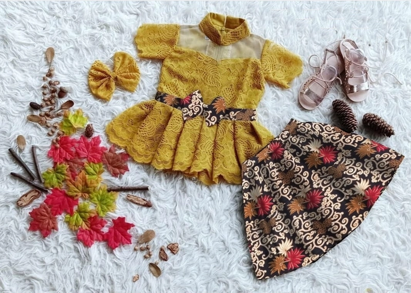 Product image setelan anak brokat ayurx realpict 3-5thn mustard