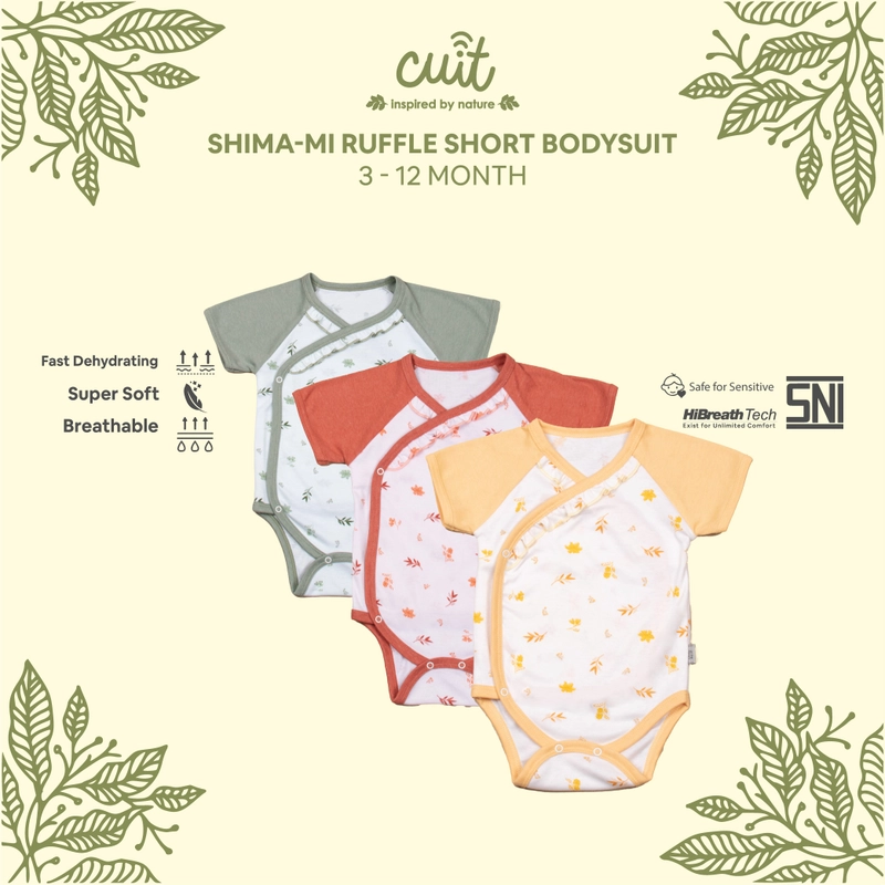 Product image CUIT Ruffle Kimono Bodysuit Bayi Tangan Pendek Anak Perempuan Shimami M (6-12 Bulan) Green