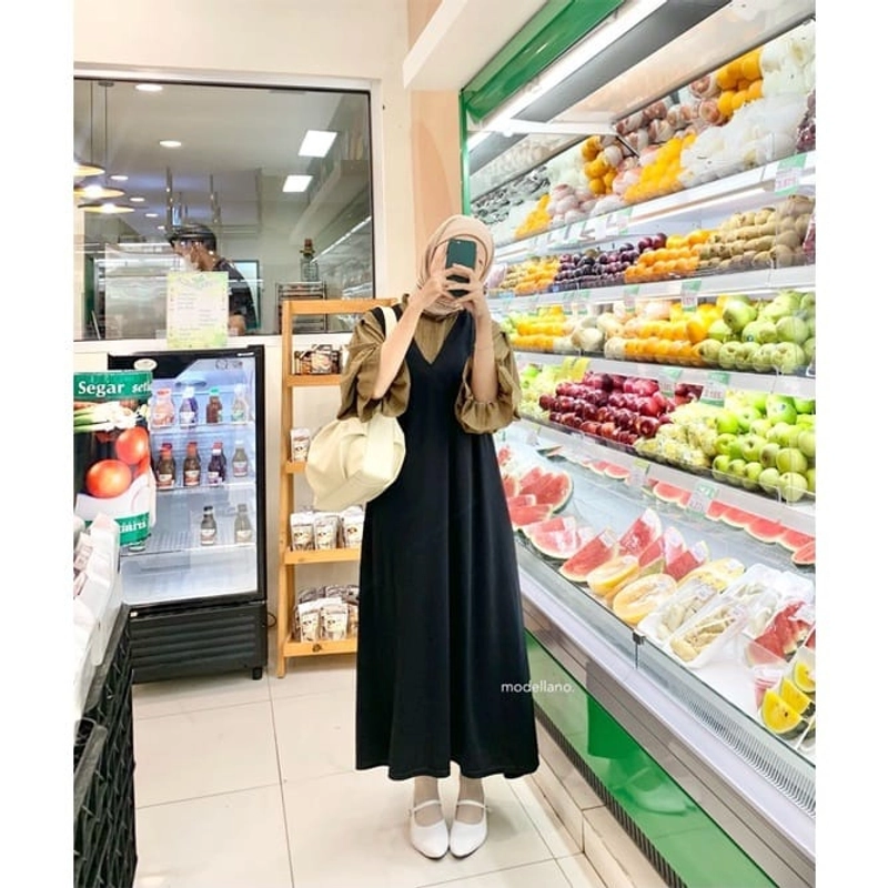 Product image MEQA DAILY - YUBIN OVERALL DRESS KOREAN MAYUNG JUMBO Fit to XL Hitam