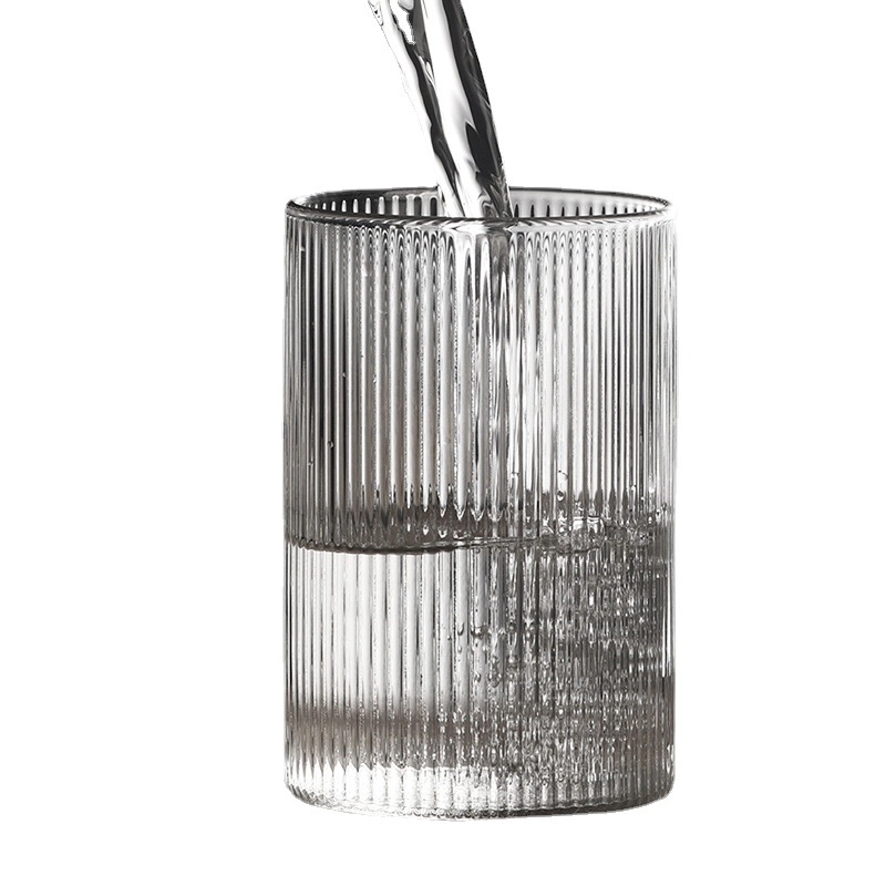 Product image RUMAH RAYA - (PO) Gelas Japanese Striped Heat Resistant 450ml + sendok - SF-455 1 Pcs Putih/Transparent