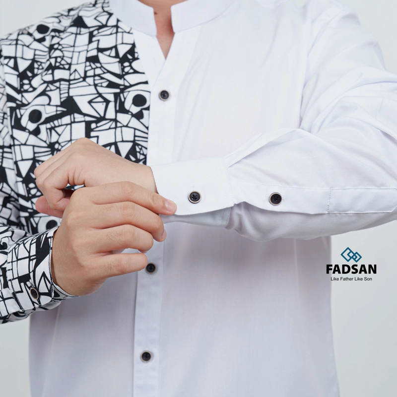 Product image FADSAN - Baju Koko Motif Batik Lengan Panjang Ayah Anak Warna White - Anantara Series SIZE ANAK S ANANTARA WHITE
