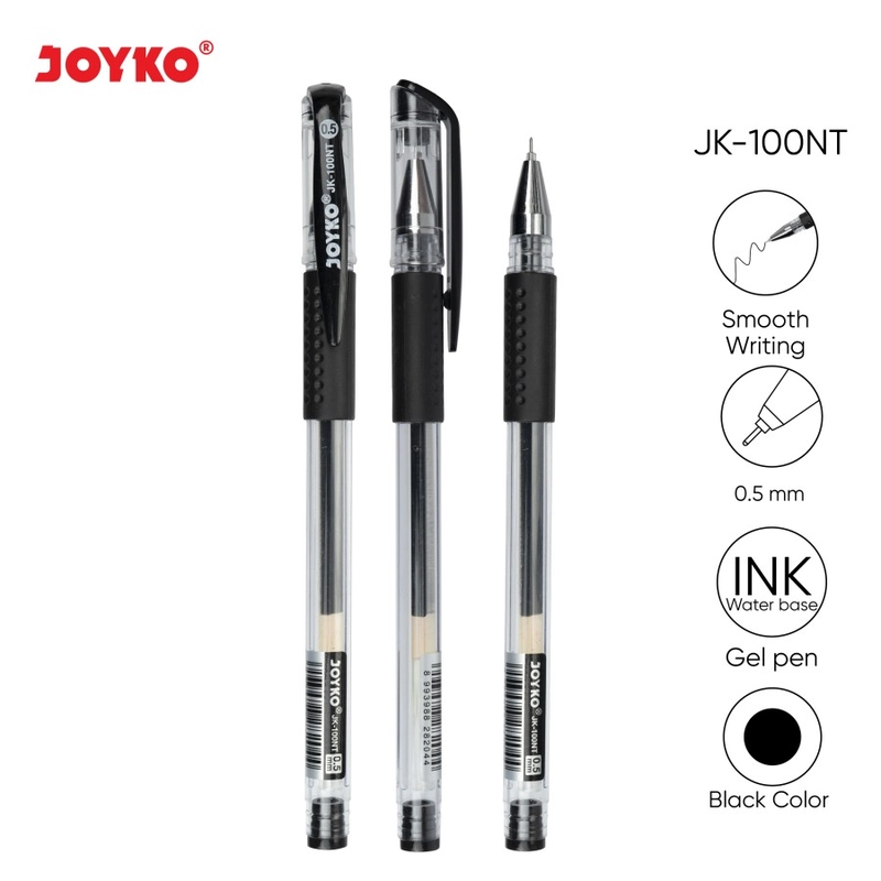 Product image Bintang Terang ATK - Gel Pen Pulpen Pena Joyko JK-100NT Ujung Lancip - (1 Pack isi 12 Pcs) 0.5 mm Hitam