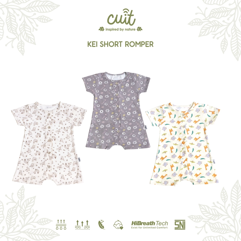 Product image Kintakun Baby - KINTAKUN BABY X CUIT Baby 0-12 Bulan Kei Short Romper Jumper Bayi Motif Karakter III NB (0-3 Bulan) Jungle Joy