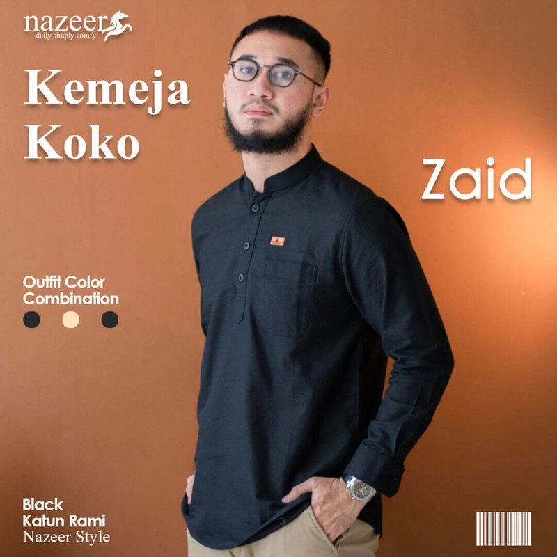 Product image Nazeer - Kemko Zaid Kemeja Koko M Black