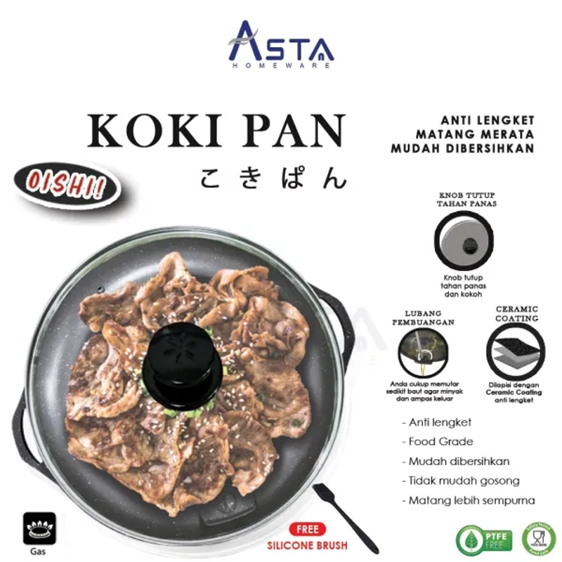 Product image Asta Alat Panggang Sehat Tanpa Arang Koki Pan Oishii 34 CM 3200 Hitam